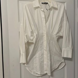 Zara white bat-wing sleeve corset like top